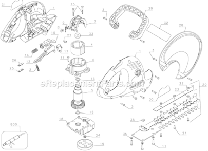 Page A Diagram and Parts List for TR1700  Black and Decker Hedge Trimmer